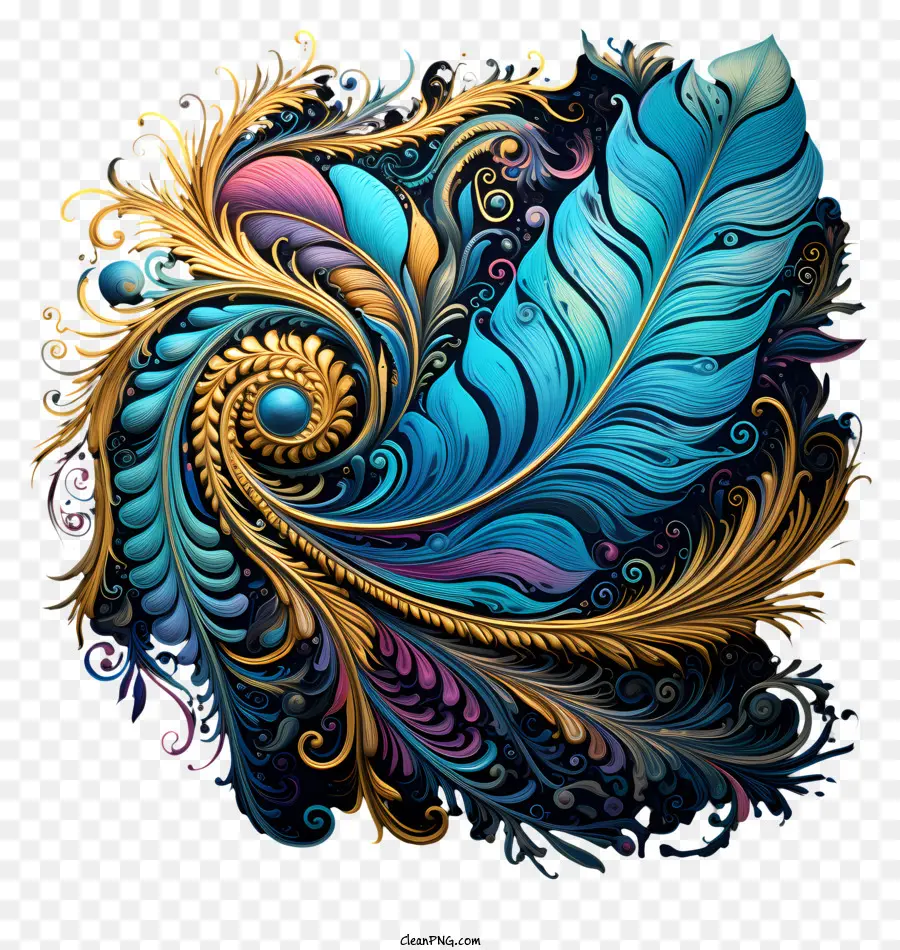 Pluma De Fantasía，Diseño De Plumas Coloridas PNG