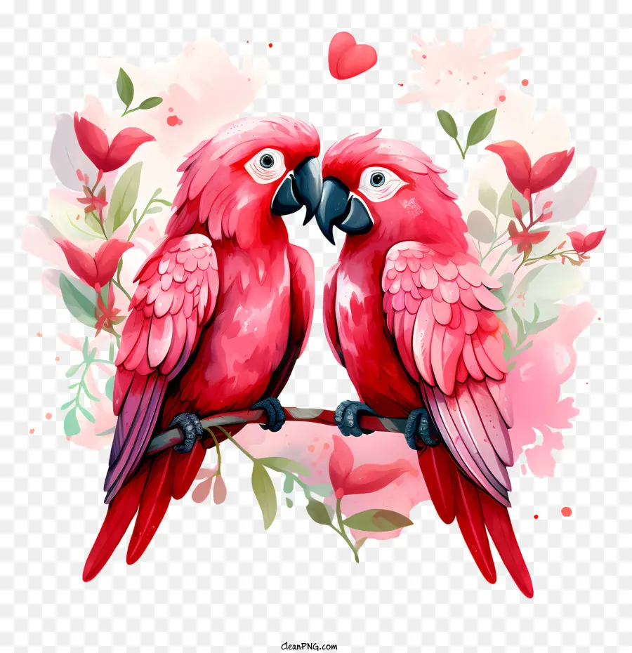 Loros De San Valentín，Pink Macaw Pundrots PNG