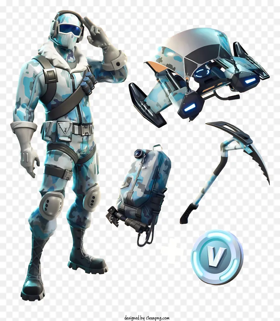 Fortnite，Traje Azul PNG