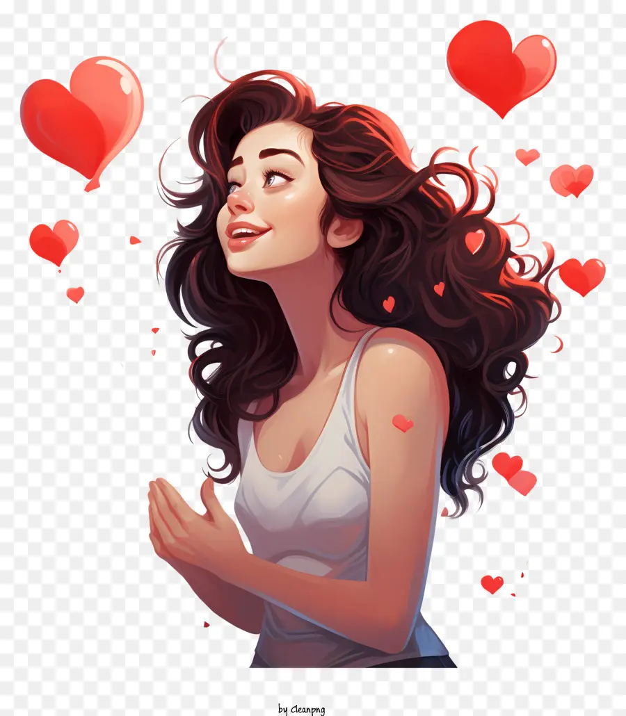 Chica De San Valentin，Chica Con Corazones PNG