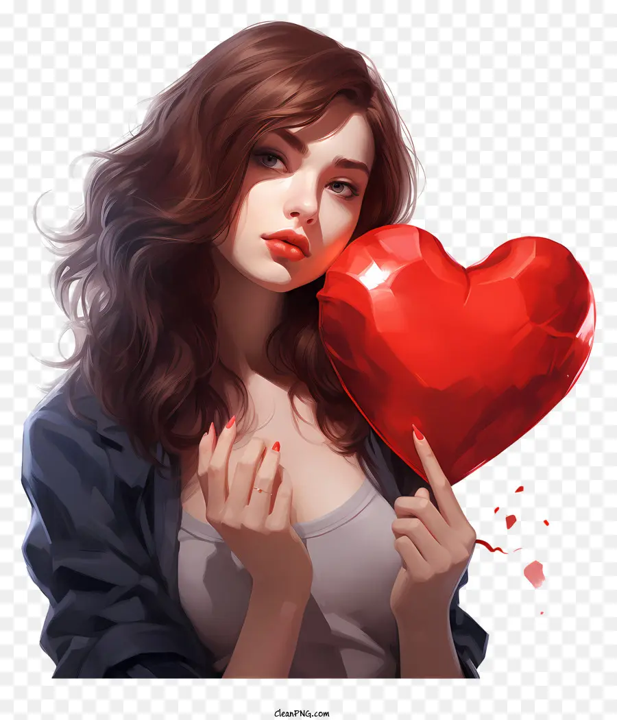 Chica De San Valentin，Corazon Rojo PNG