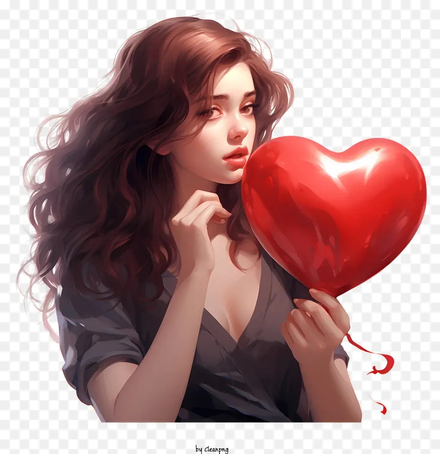 Chica De San Valentin，Corazon Rojo PNG