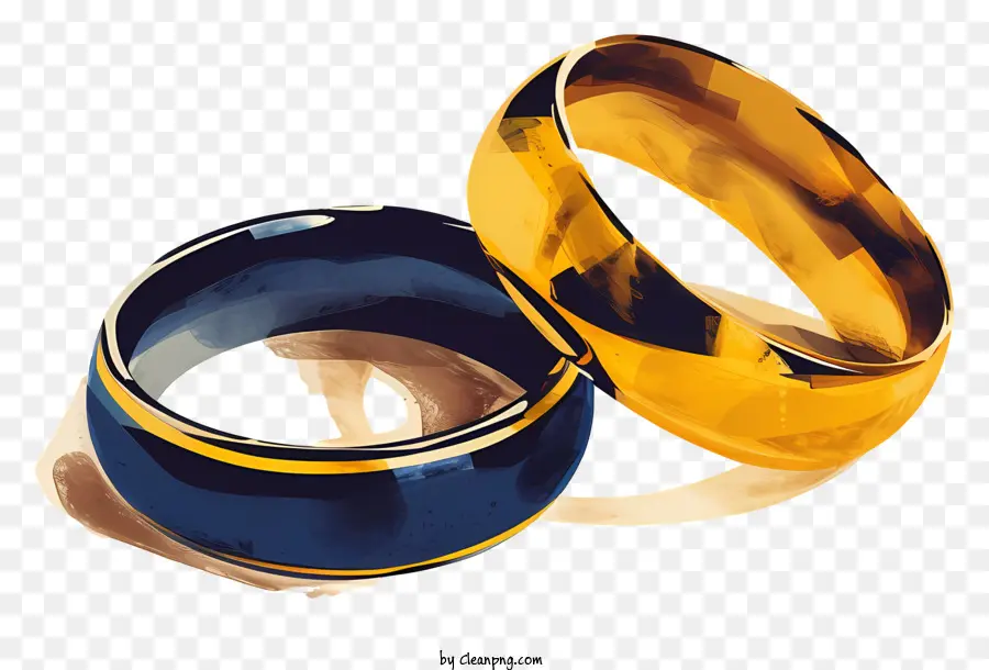 Anillos De Boda，Anillos De Oro Y Azul PNG