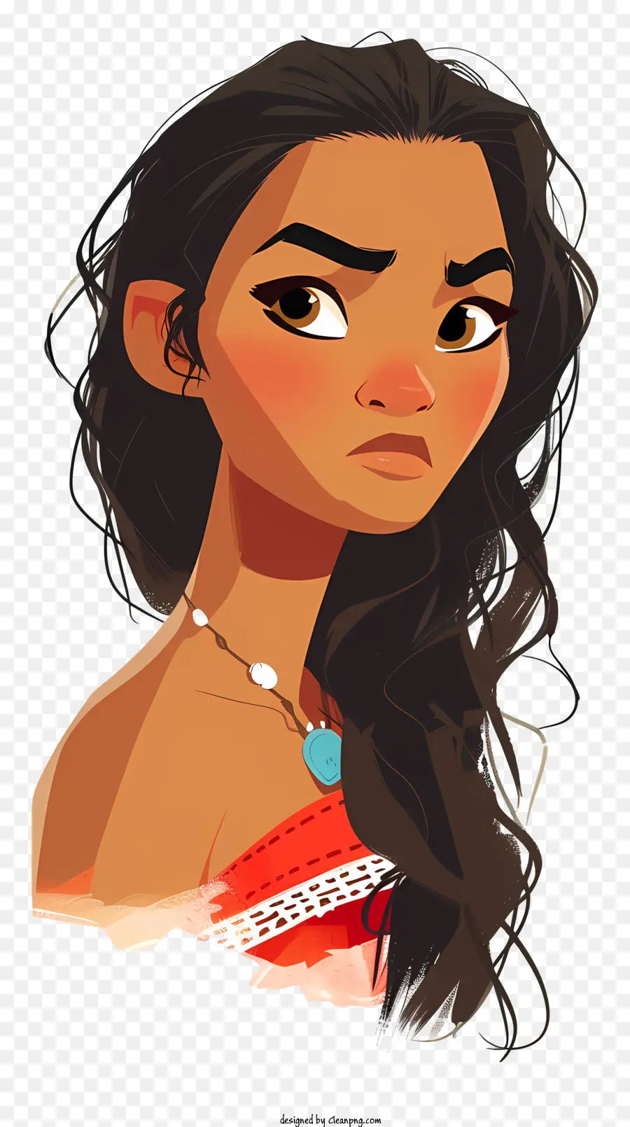 Moana，Cabello Largo Y Oscuro PNG