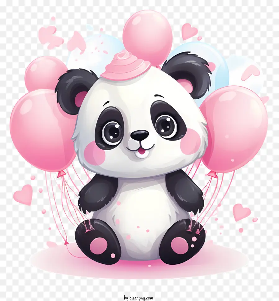 Día Del Panda，Lindo Panda Con Globos PNG