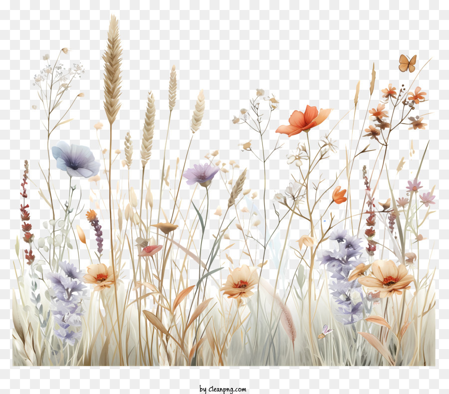 hierba con fondo de flores png