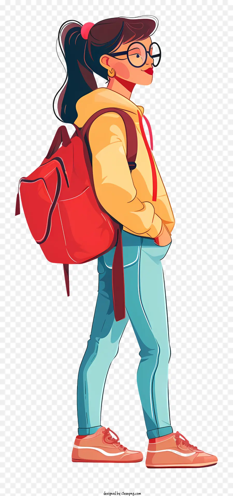 Chica Universitaria Con Bolso，Chica Con Mochila PNG