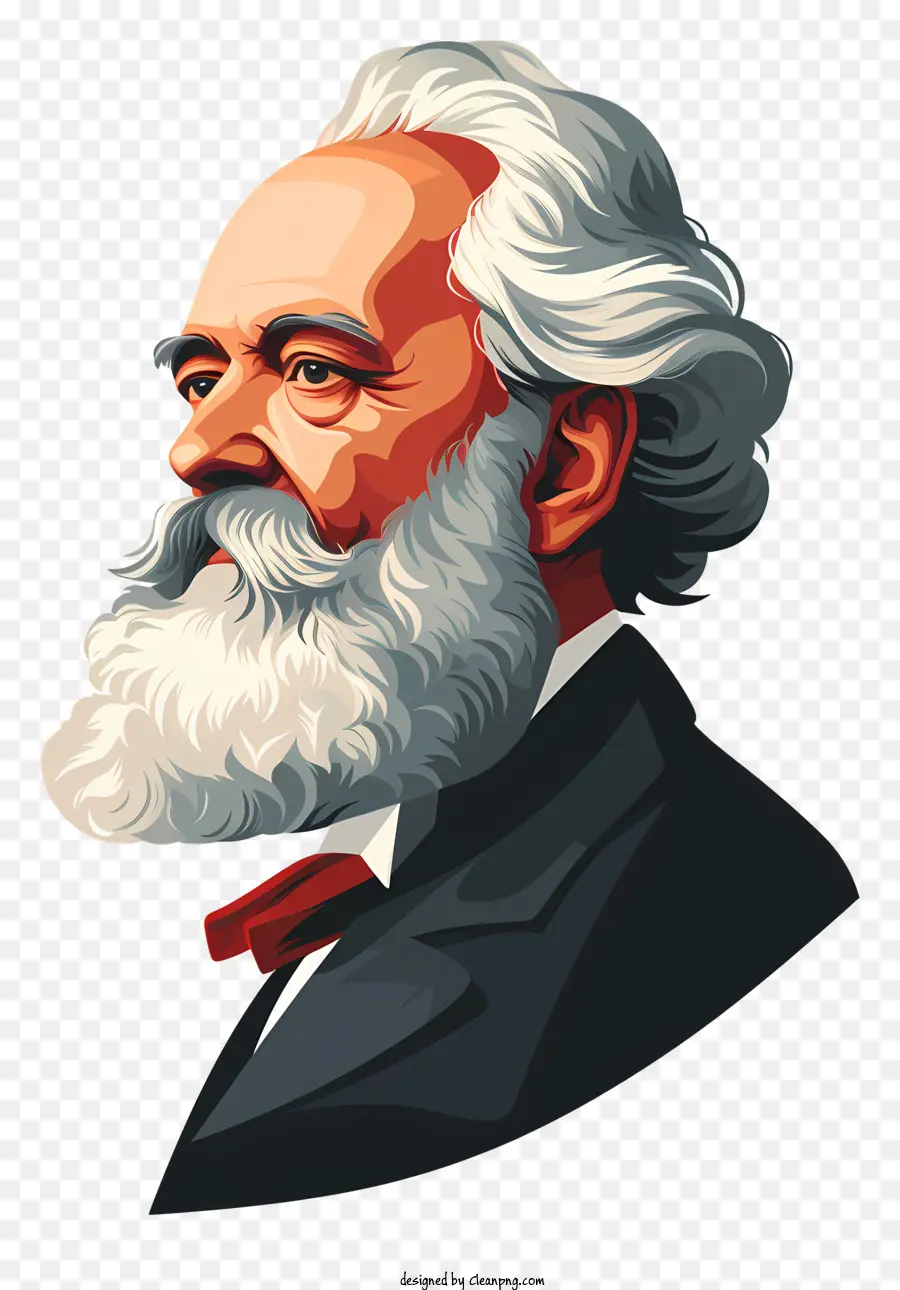 Karl Marx，Corbata Roja PNG