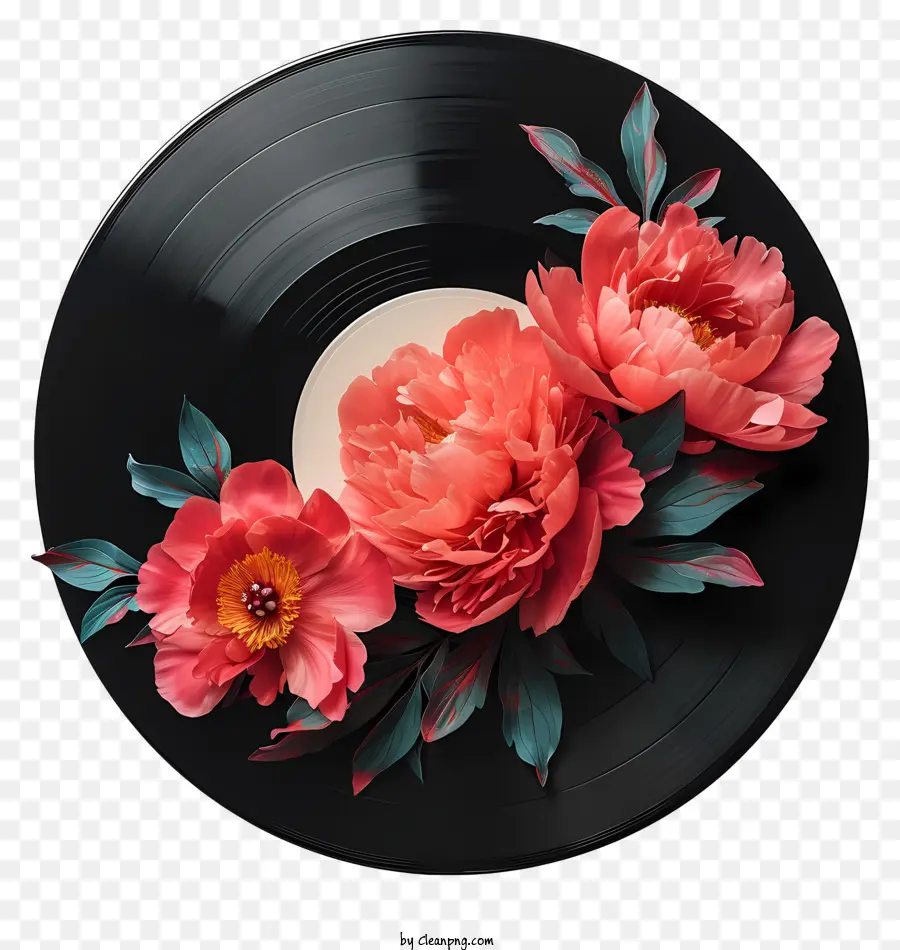 Disco De Vinilo，Flores PNG