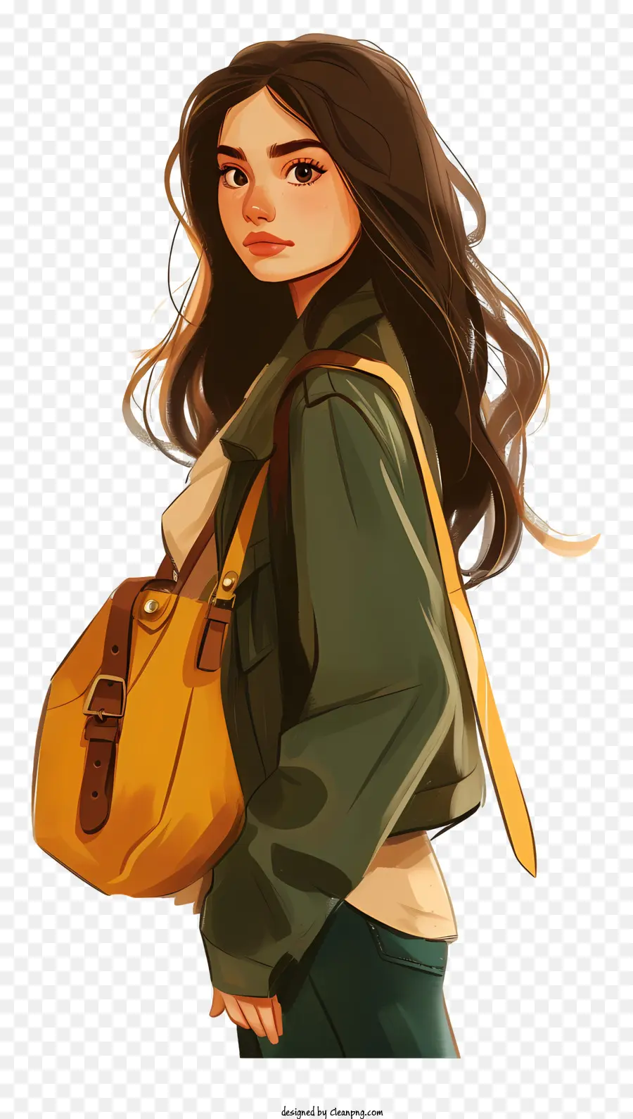 Chica Universitaria Con Bolsa，Mujer PNG