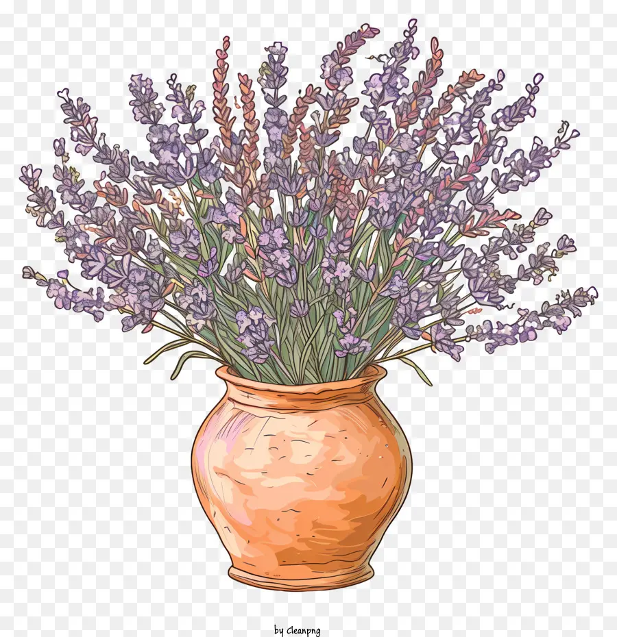 Lavanda En Florero，Flores PNG