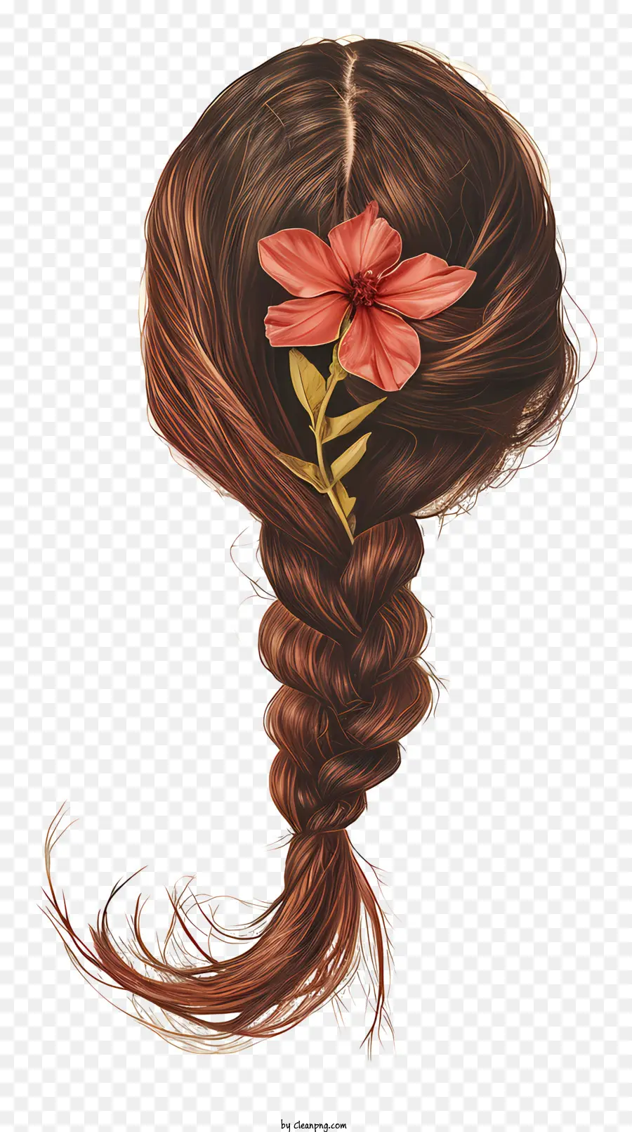 Peluca De Pelo Trenzado，Cabello Trenzado Con Flor PNG