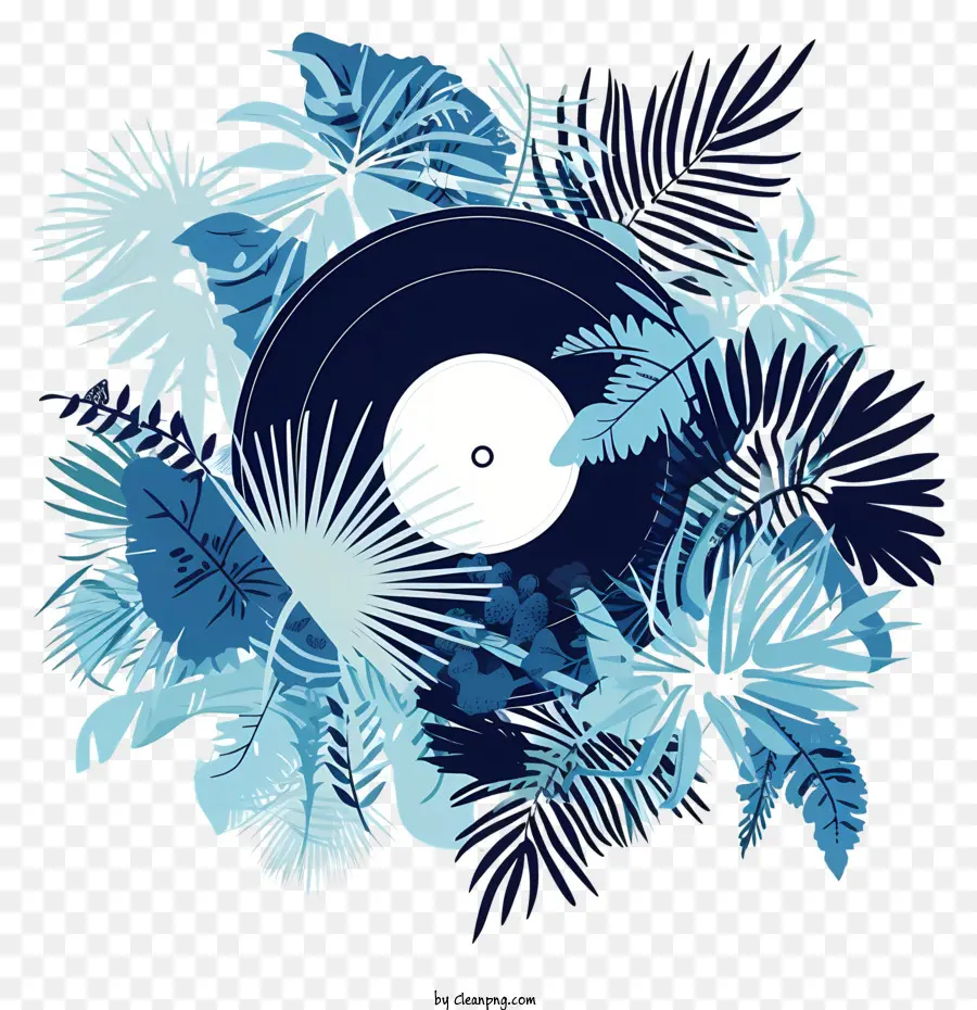 Disco De Vinilo，Pintura Azul Y Blanca PNG