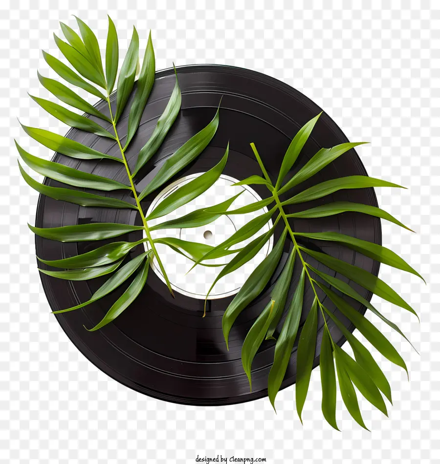 Disco De Vinilo，Disco De Vinilo Con Hojas PNG