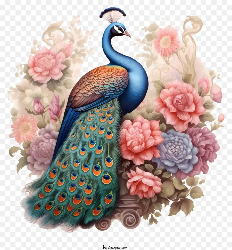 Pavo Real，Flores PNG