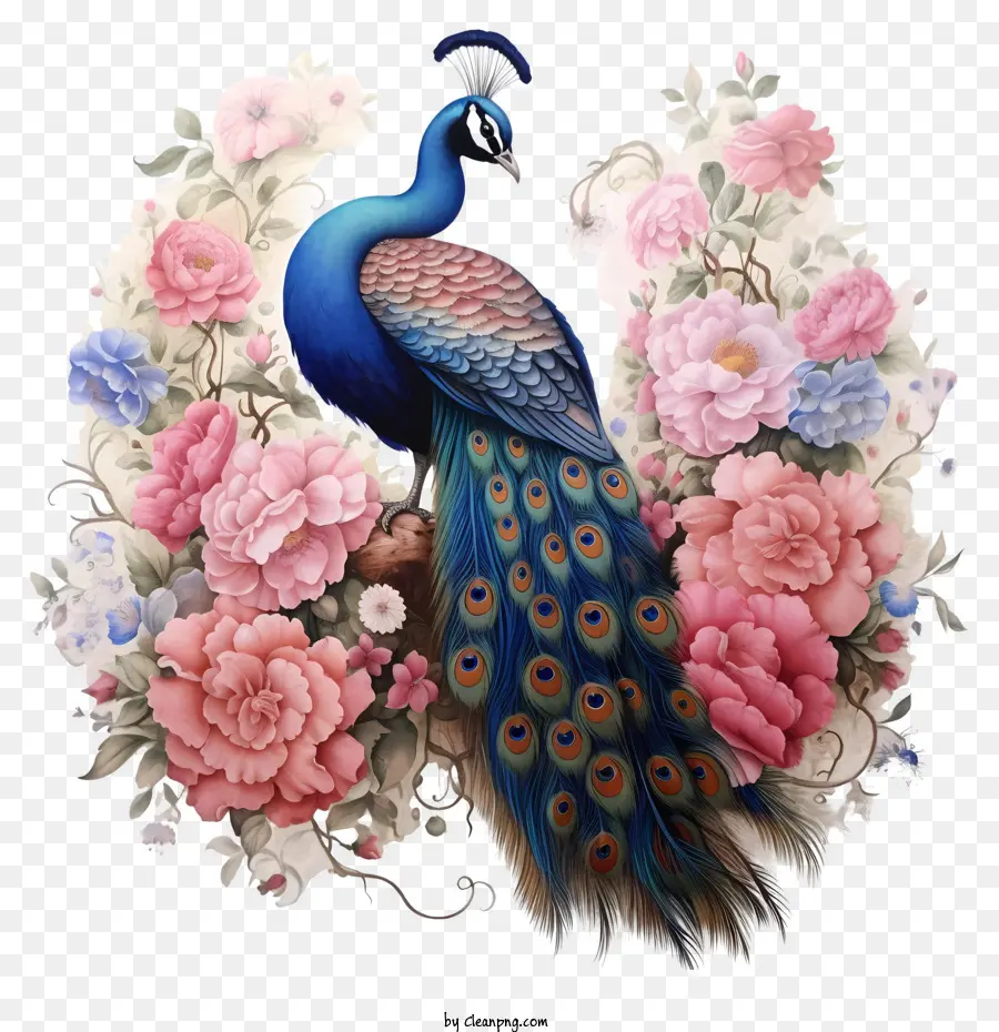 Pavo Real，Flores PNG