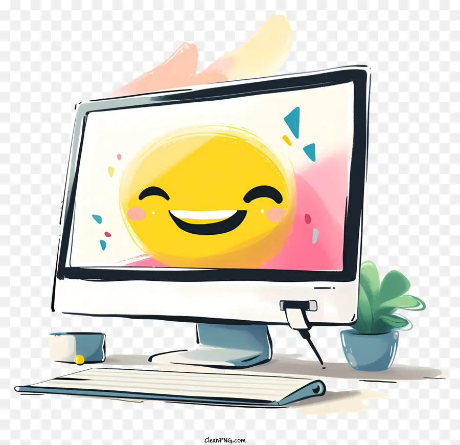 Monitor De Computadora，Computadora Sonriente PNG