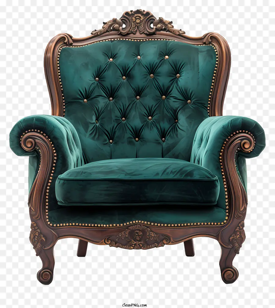 Silla Rica，Sillón De Terciopelo Verde PNG