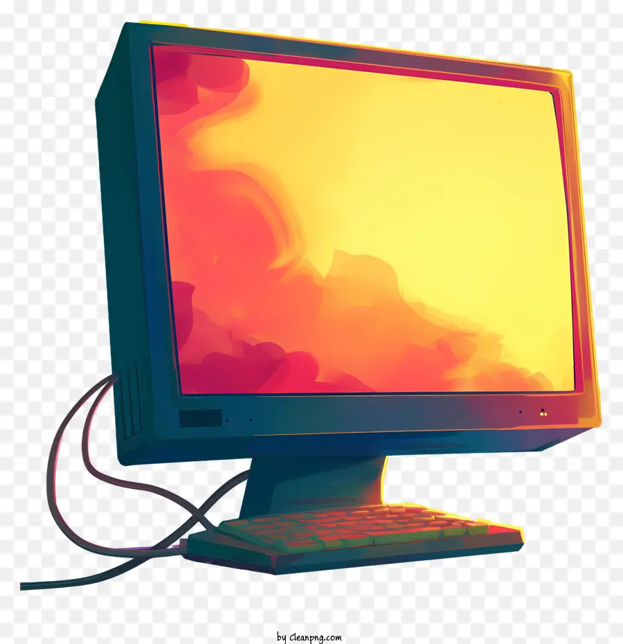 Monitor De La Computadora，Tono Naranja Y Amarillo Brillante PNG