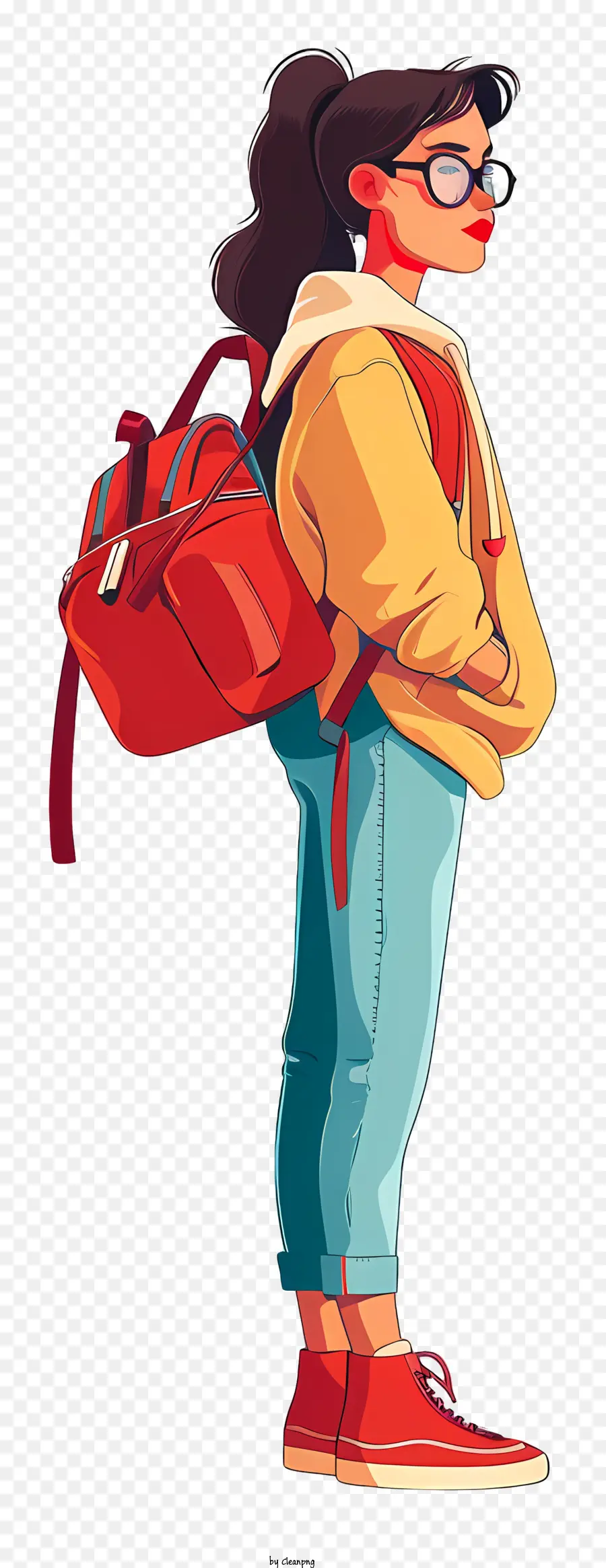 Chica Universitaria Con Bolsa，Mujer Con Gafas PNG