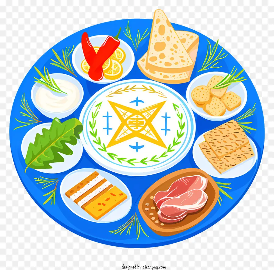 Pesaj，Plato De Comida Con Carne Y Pan PNG