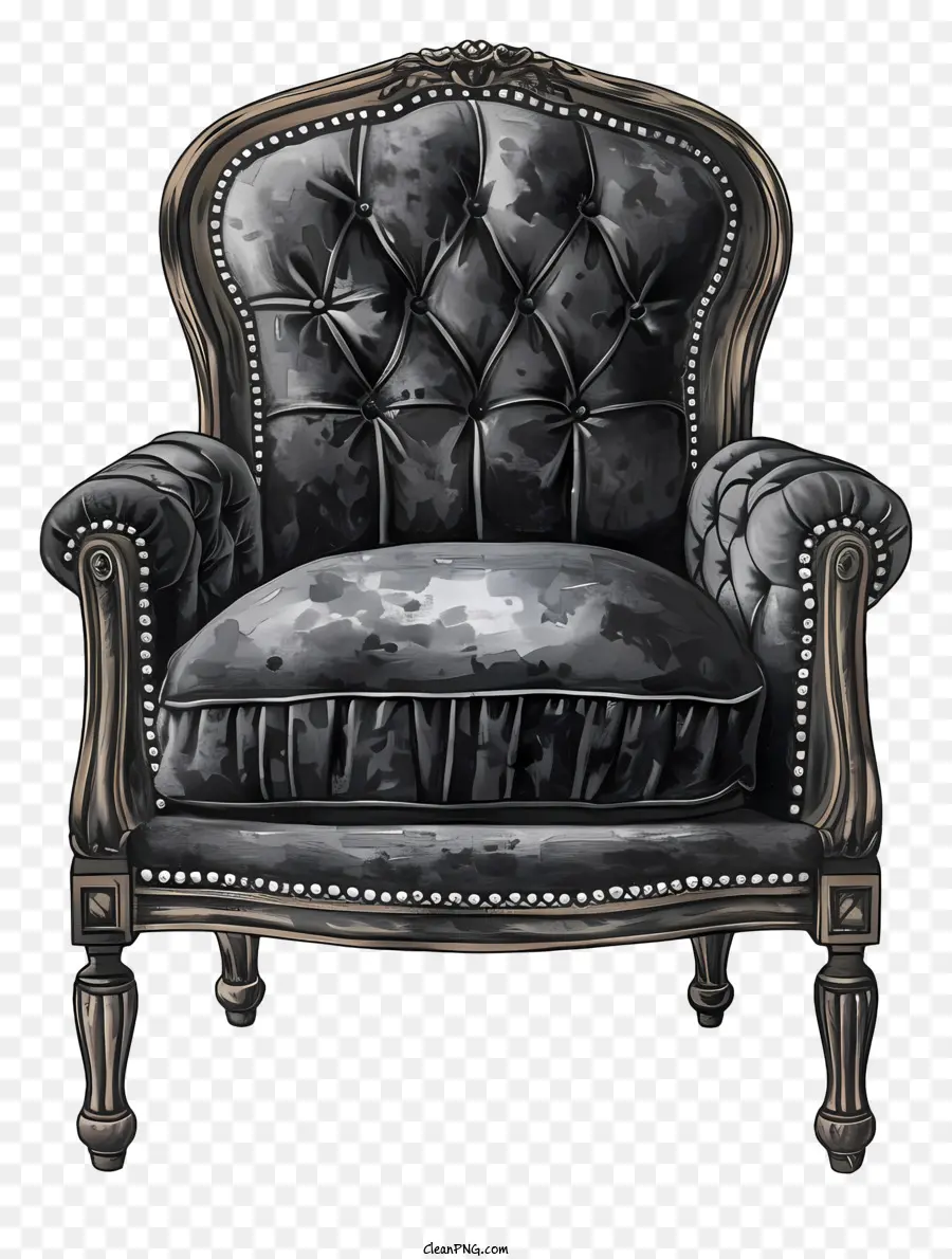 Silla Rica，Sillón De Cuero Negro PNG