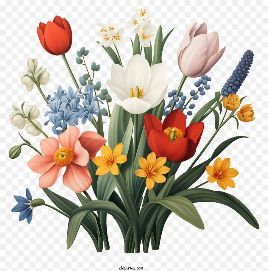 Las Flores De La Primavera，Ramo De Flores De Primavera PNG