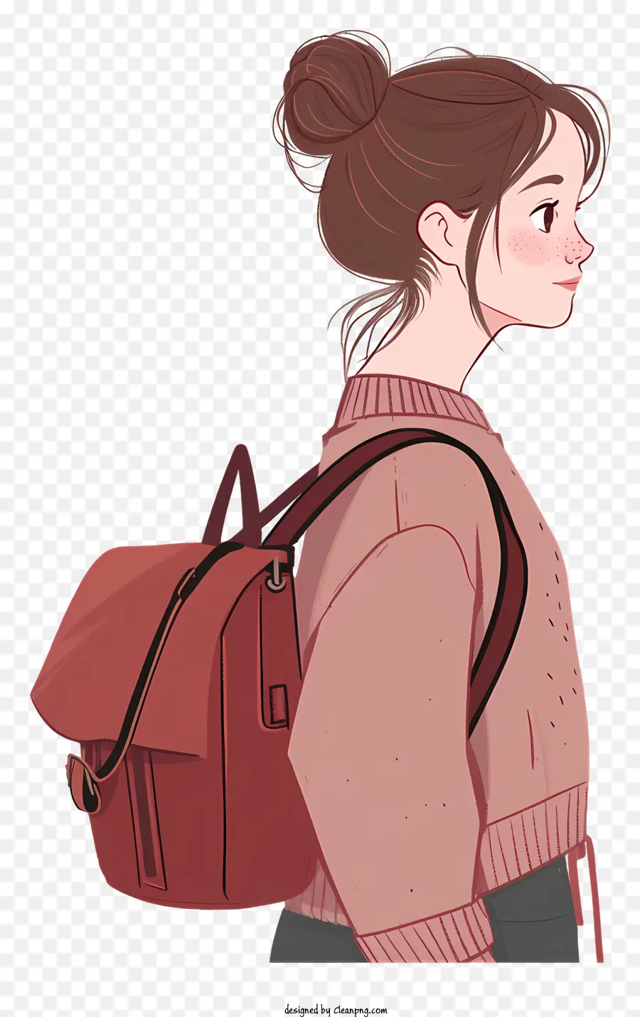 Chica Universitaria Con Bolsa，Mujer PNG