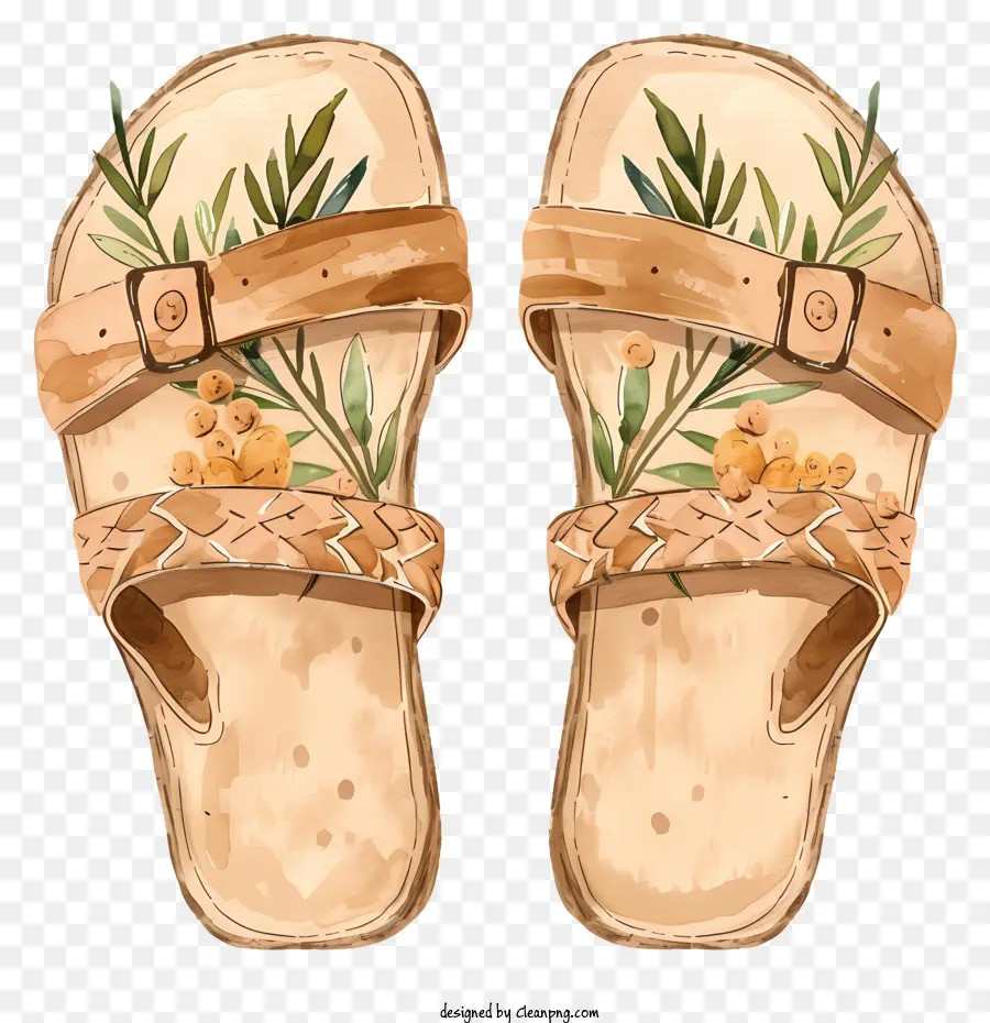 Sandalias De Cuero，Chanclas Marrones PNG