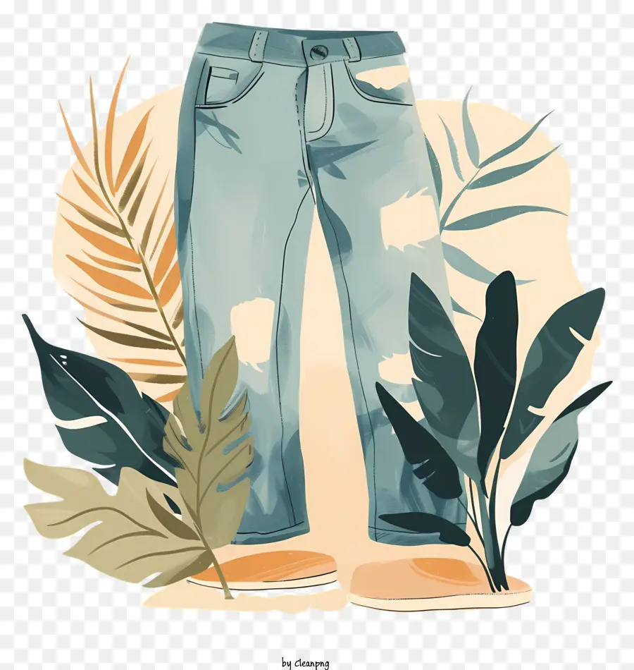 Jeans，Hojas Verdes PNG