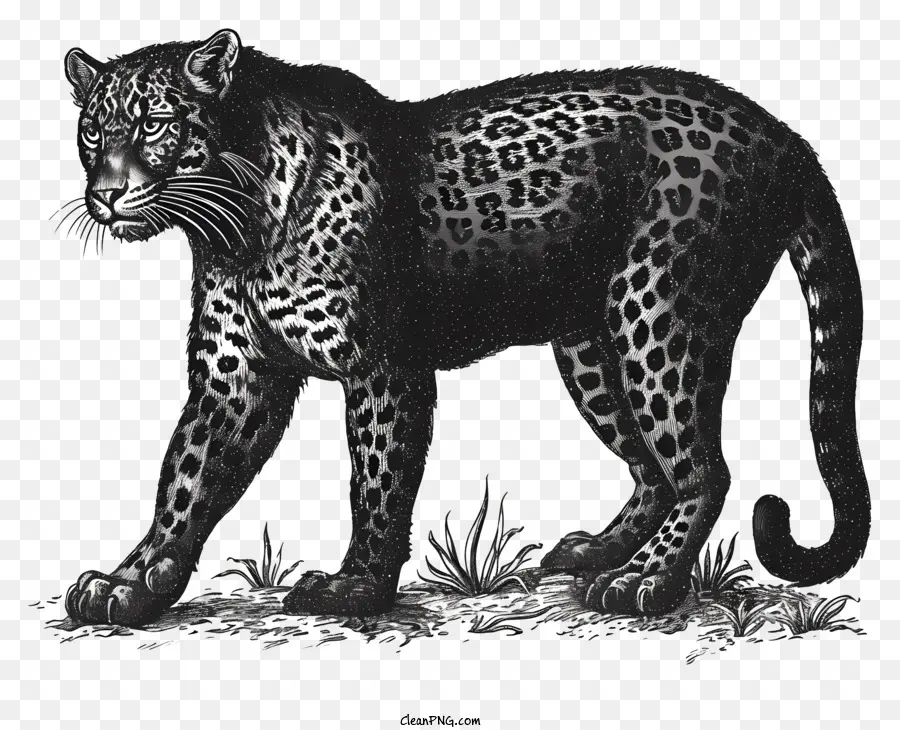 Leopardo，Dibujo En Blanco Y Negro PNG