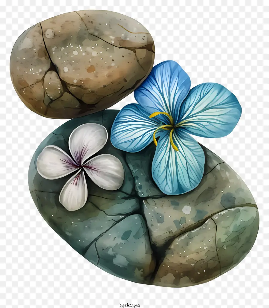 Piedras，Flor Azul PNG