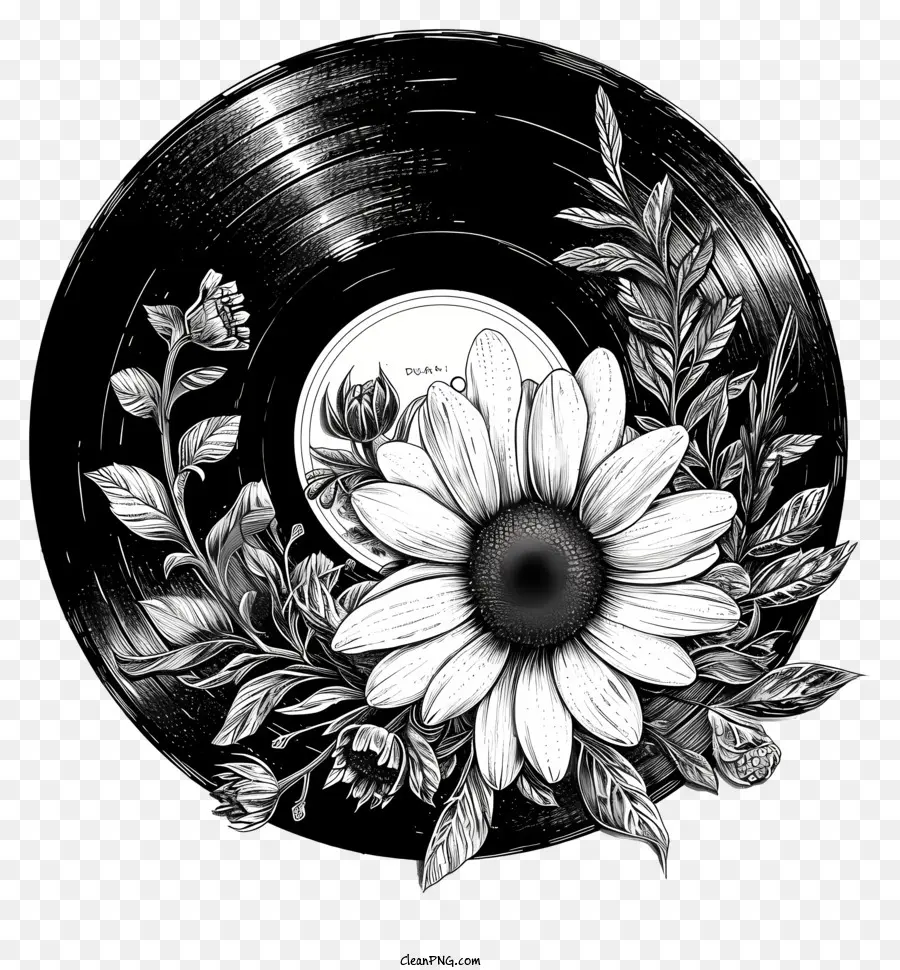 Disco De Vinilo，Diseño De Girasol PNG