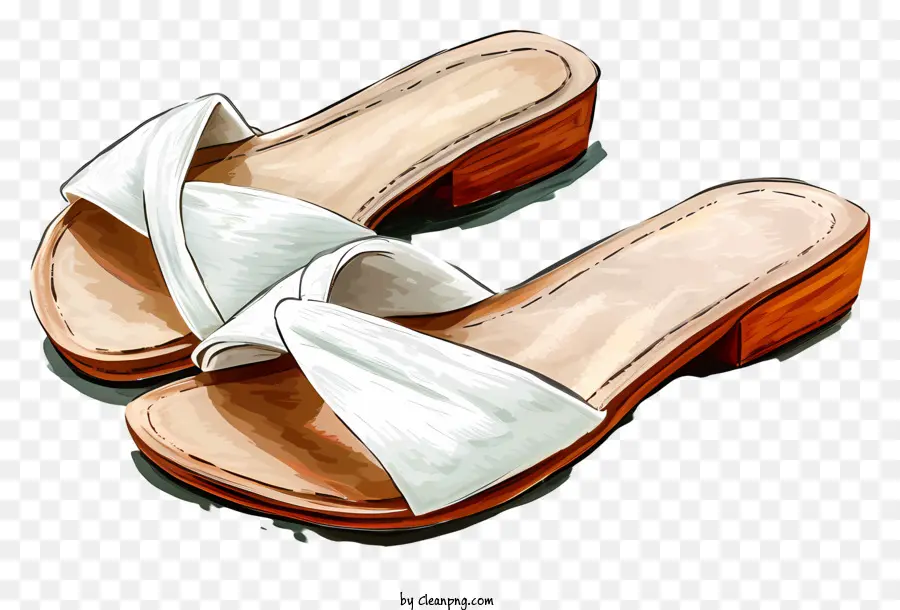 Sandalias，Sandalias De Cuero Blanco PNG