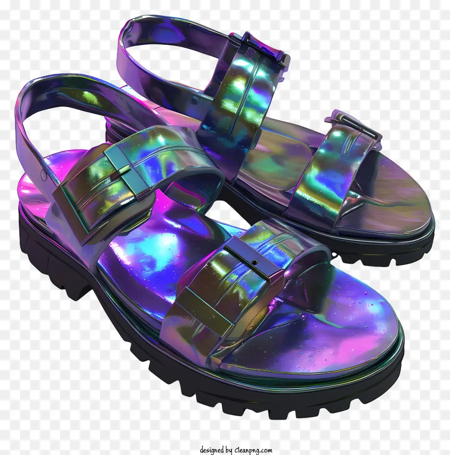 Sandalias De Cuero，Sandalias Holográficas PNG