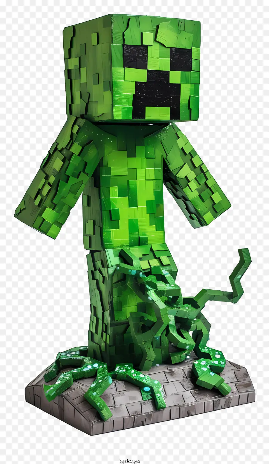 Minecraft Creeper，Gran Figura Verde PNG