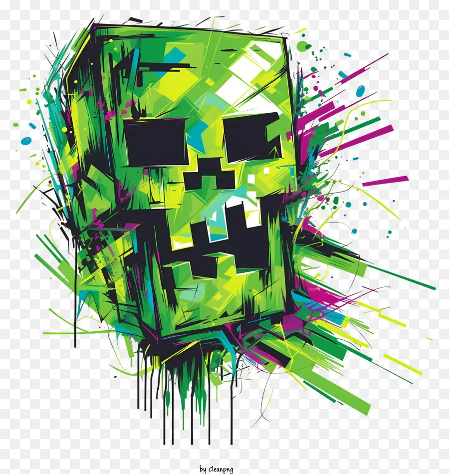 Minecraft Creeper，Cráneo Pintado Con Aerosol PNG