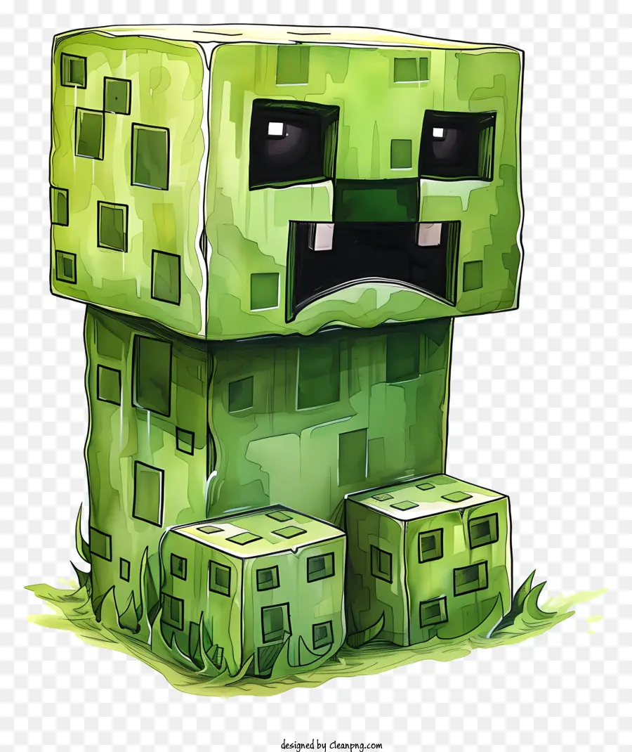 Minecraft Creeper，Green Cube PNG