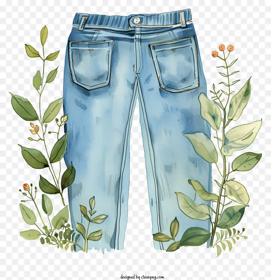 Jeans，Pintura A La Acuarela PNG