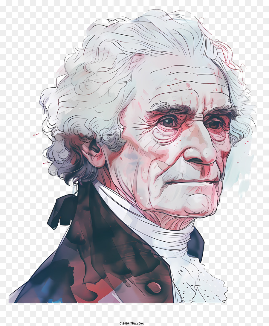 Descarga gratuita de Thomas Jefferson, Ilustración En Blanco Y Negro, El Pelo Gris Imágen de Png