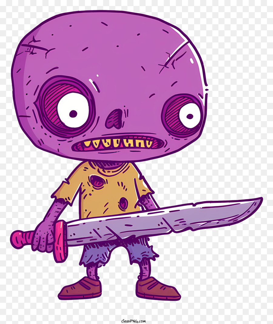Descarga gratuita de Zombie, Personaje De Dibujos Animados De Color Púrpura, Espada Imágen de Png