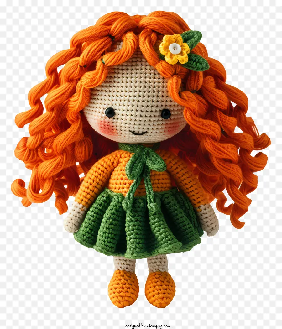 Muñeca De Crochet，Muñeca De Pelo Naranja PNG