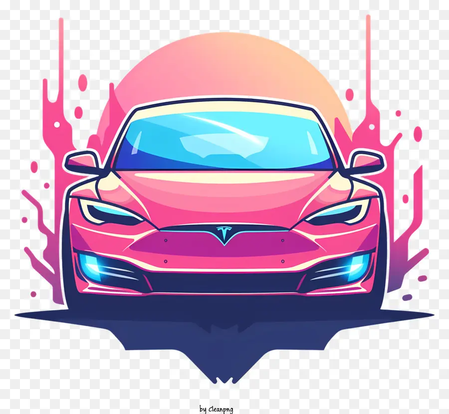 Coche De Tesla，Coche De Tesla Rosa PNG