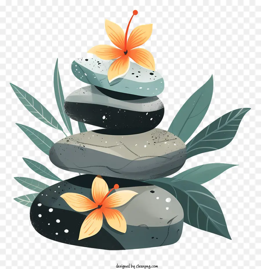 Piedras De Spa，Piedras Zen Y Flor PNG