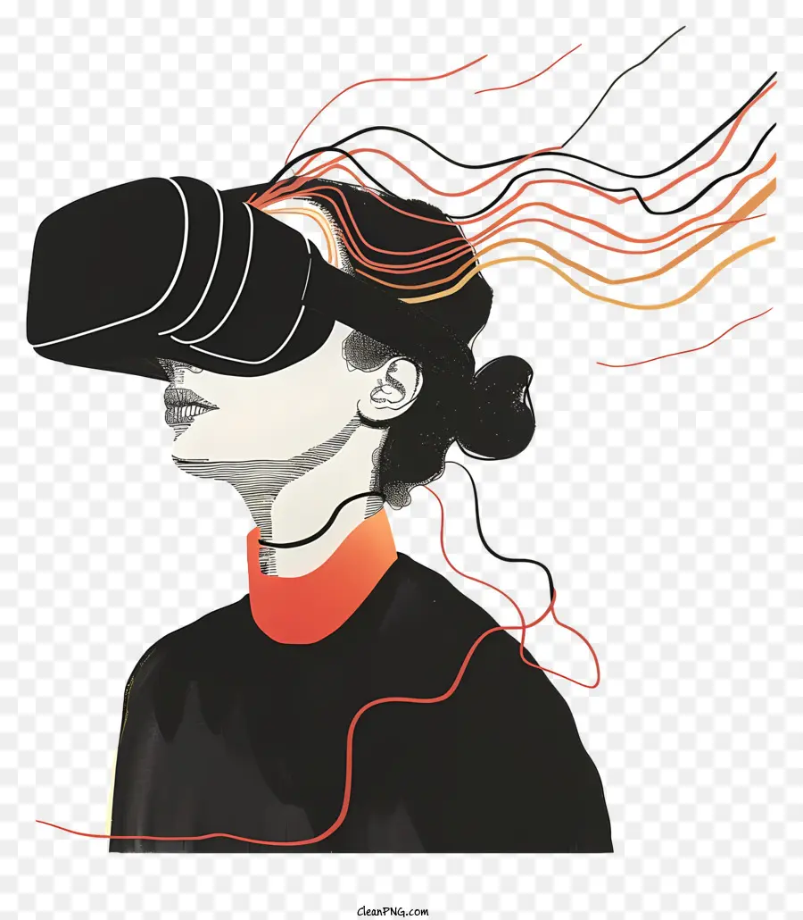 La Realidad Virtual，Mujer Con Pelo Largo Y Rojo PNG