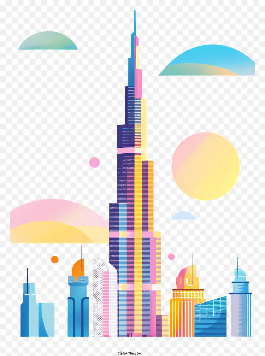 Burj Califa，Colorido Edificio Alto PNG