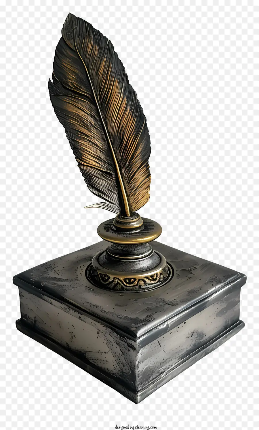 Quill Inkwell，Objeto Negro Y Plateado PNG