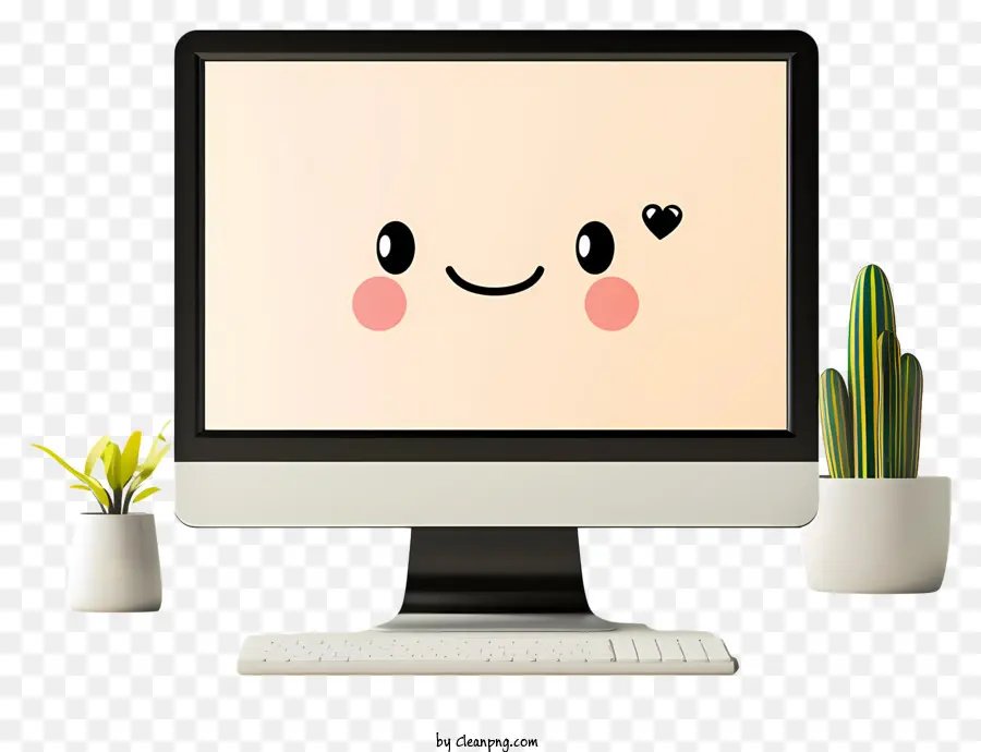 Monitor De La Computadora，Cara De Dibujos Animados PNG