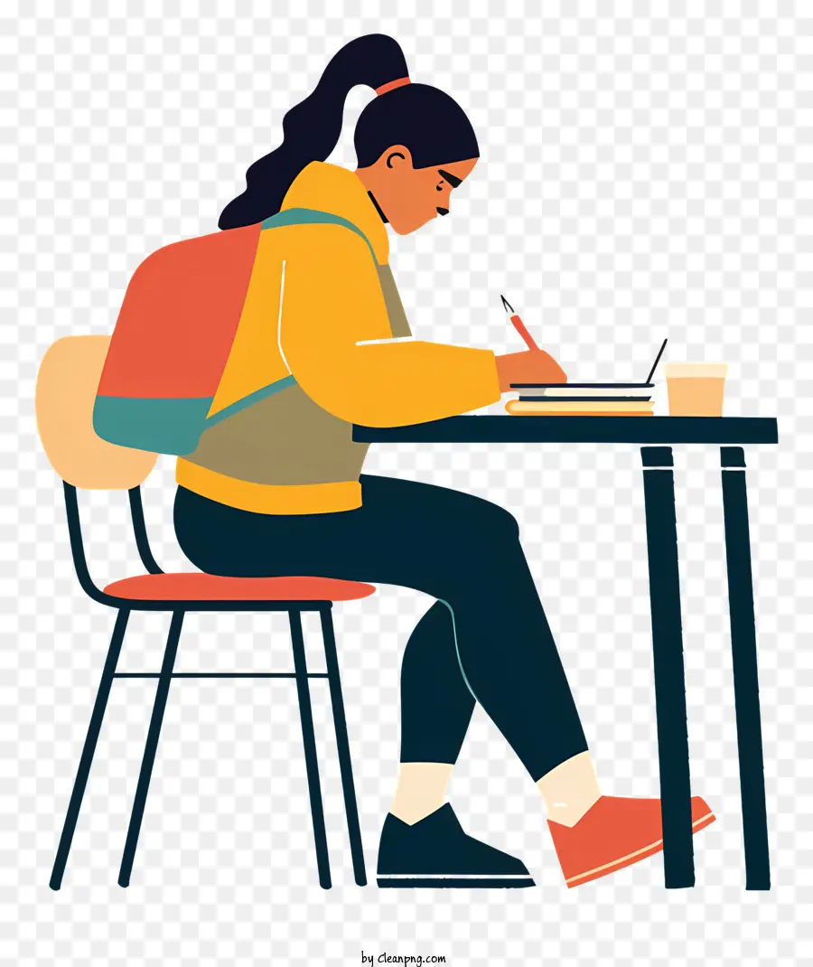 Estudiante Estudiando，Escribiendo En Un Cuaderno PNG