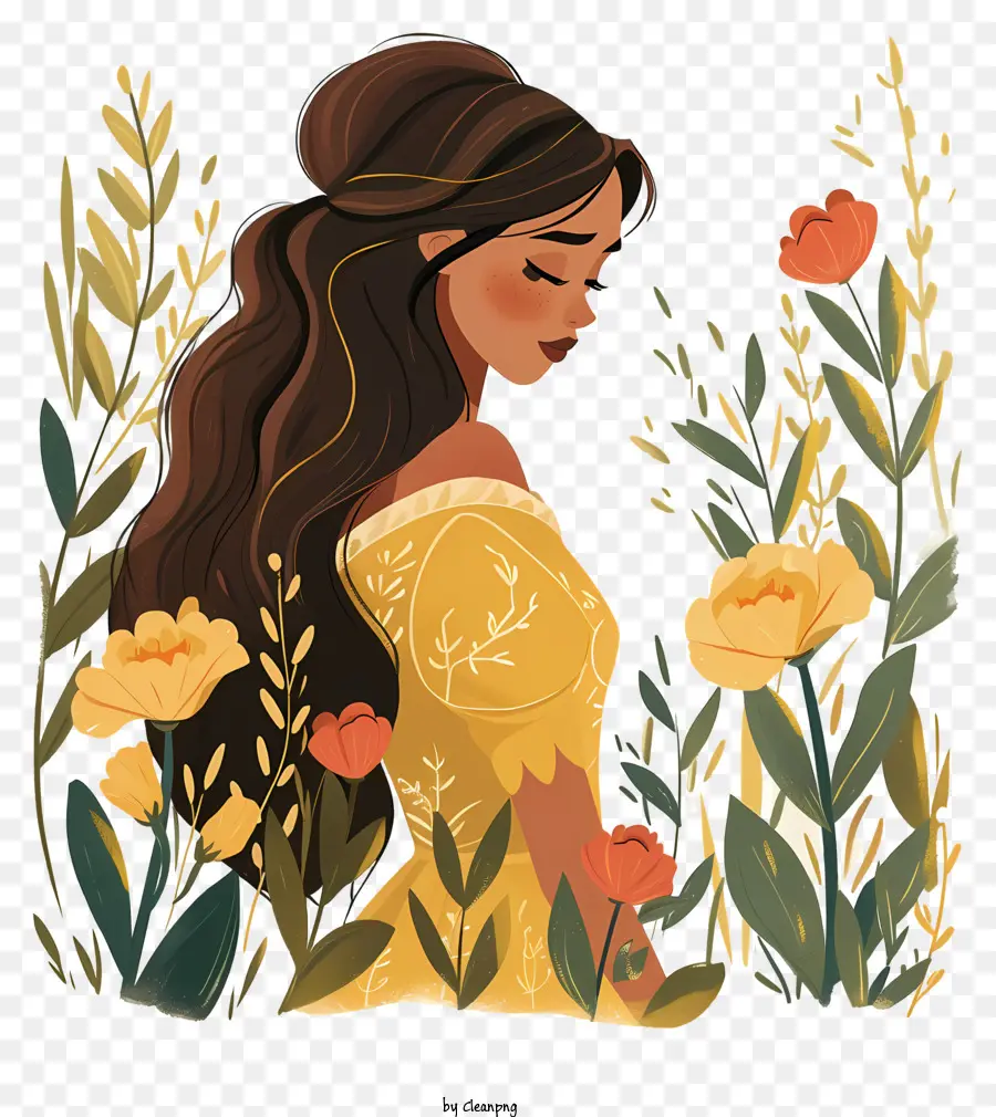 Princesa Disney，Mujer Con Flores PNG